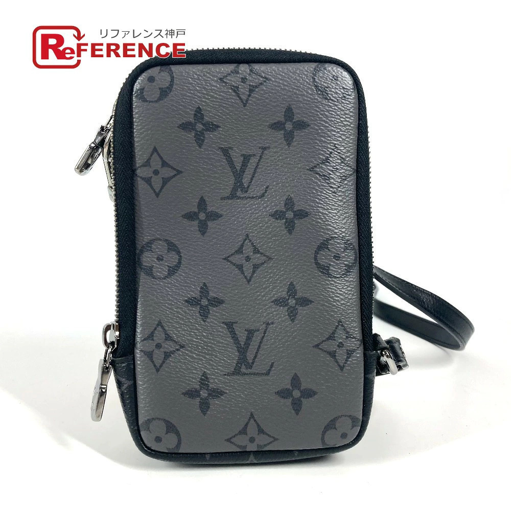 Louis Vuitton Monogram Eclipse Black Double Phone Pouch Clutch Pochette